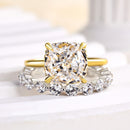 Stylishwe  3.5カラット 可愛くて上品 イエローゴールド クッションカット 指輪セット