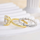 Stylishwe  3.5カラット 可愛くて上品 イエローゴールド クッションカット 指輪セット