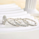 Stylishwe  3.0カラット ホワイトゴールド クッションカット 3PC指輪セット