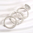 Stylishwe  3.0カラット ホワイトゴールド クッションカット 3PC指輪セット