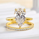 Stylishwe  3.5カラット  イエローゴールド ペアカット 指輪セット