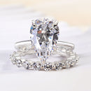 Stylishwe  2.8カラットエレガント  ホワイトゴールド ペアカット指輪セット