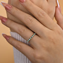 Stylishwe 0.3カラット ラウンドカット エメラルドグリーン＆クリア エタニティリング