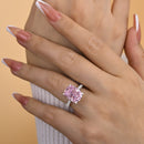 Stylishwe  8.0カラット 豪華  クッションカット ピンクサファイア 婚約指輪