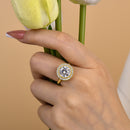 Stylishwe  3.0カラット イエローゴールド ラウンドカット 婚約指輪