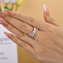 Stylishwe 1.0カラット  3連クロス ラウンドカット エタニティリング