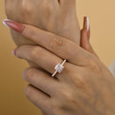 Stylishwe 1.5 Carat Cushion Cut Pink Gold Engagement Ring 