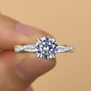 Stylishwe Twisted 1.25 Carat White Gold Round Cut Engagement Ring 