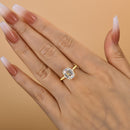 Stylishwe  3.0カラット エレガント イエローゴールド エメラルドカット 婚約指輪