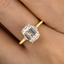 Stylishwe  3.0カラット エレガント イエローゴールド エメラルドカット 婚約指輪