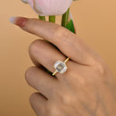 Stylishwe  3.0カラット エレガント イエローゴールド エメラルドカット 婚約指輪