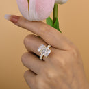 Stylishwe  7.0カラット豪華 イエローゴールド ラディアントカット 婚約指輪