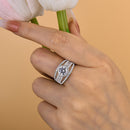 Stylishwe  3.0カラット ホワイトゴールド ラウンドカット 婚約指輪