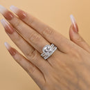 Stylishwe  3.0カラット ホワイトゴールド クッションカット 3PC指輪セット