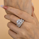 Stylishwe  3.0カラット ホワイトゴールド クッションカット 3PC指輪セット