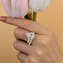 Stylishwe  2.2カラット  イエローゴールド ペアカット 指輪セット