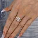 Stylishwe  3.0カラット エレガント イエローゴールド エメラルドカット 婚約指輪