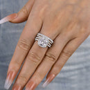 Stylishwe  3.0カラット ホワイトゴールド クッションカット 3PC指輪セット