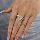 Stylishwe  2.2カラット  イエローゴールド ペアカット 指輪セット