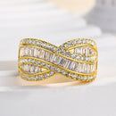 Stylishwe  5.0カラット イエローゴールド&ホワイトゴールド エメラルドカット エタニティリング