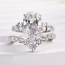 Stylishwe  3.5カラット ホワイトゴールド ペアカット指輪セット