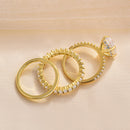 Stylishwe 3.5カラット 4本爪 オーバルカット イエローゴールド 3pc 指輪セット