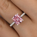 Stylishwe 3.0 Carat Halo Radiant Cut Pink Sapphire Engagement Ring 