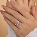 Stylishwe 3.3カラット エレガント ピンクサファイア リング
