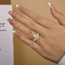 Stylishwe  3.5カラット オープンデザイン  イエローゴールド ペアカット 指輪セット