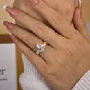 Stylishwe  3.5カラット オープンデザイン  イエローゴールド ペアカット 指輪セット