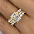 Stylishwe  3.3カラット オシャレ イエローゴールド ラディアントカット 3PC指輪セット