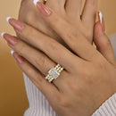 Stylishwe  3.3カラット オシャレ イエローゴールド ラディアントカット 3PC指輪セット