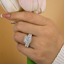 Stylishwe  2.5カラット ホワイトゴールド クッションカット 指輪セット