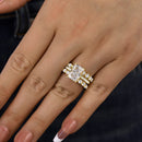 Stylishwe  3.3カラット オシャレ イエローゴールド ラディアントカット 3PC指輪セット