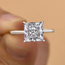 Stylishwe  3.0カラット エレガント ホワイトゴールド プリンセスカット 婚約指輪