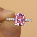 Stylishwe 3.0 Carat Halo Radiant Cut Pink Sapphire Engagement Ring 