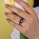 Stylishwe 2.5カラット ブラックゴールド ブラックダイヤモンド 婚約指輪