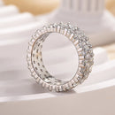 Stylishwe 5.0カラット 魅力的 ３列 ラウンドカット スターリングシルバー 結婚指輪