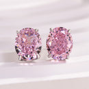 Stylishwe  2.3カラット オーバルカット ピンクサファイア ピカピカ スタッド ピアス