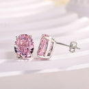 Stylishwe  2.3カラット オーバルカット ピンクサファイア ピカピカ スタッド ピアス