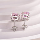 Stylishwe  2.3カラット オーバルカット ピンクサファイア ピカピカ スタッド ピアス