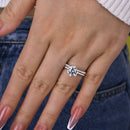 Stylishwe Classic 2.0 Carat Brand Cut Sterling Silver White Gold Wedding Band Ring Set 