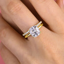 Stylishwe 3.0カラット イエローゴールド クッションカット 指輪セット