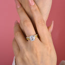 Stylishwe 3.0カラット イエローゴールド クッションカット 指輪セット