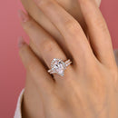 Stylishwe エレガント  2.2カラット ペアカット ピンクゴールド スターリングシルバー セットリング