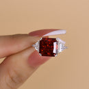 Stylishwe 4.0 Carat Synthetic Ruby Radiant &amp; Triangle Cut Engagement Ring 