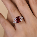 Stylishwe 4.0 Carat Synthetic Ruby Radiant &amp; Triangle Cut Engagement Ring 