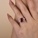 Stylishwe 4.0 Carat Synthetic Ruby Radiant &amp; Triangle Cut Engagement Ring 