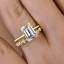 Stylishwe  3.5カラット エレガント イエローゴールド  エメラルドカット指輪セット