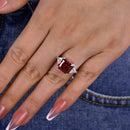 Stylishwe 4.0 Carat Synthetic Ruby Radiant &amp; Triangle Cut Engagement Ring 